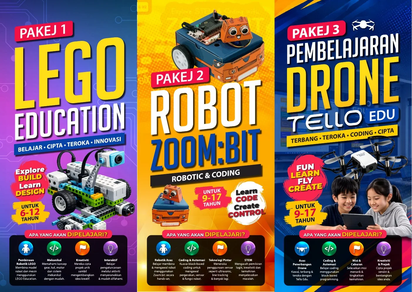 Brosur Kelas Robotik, Coding dan Drone DuEIT
